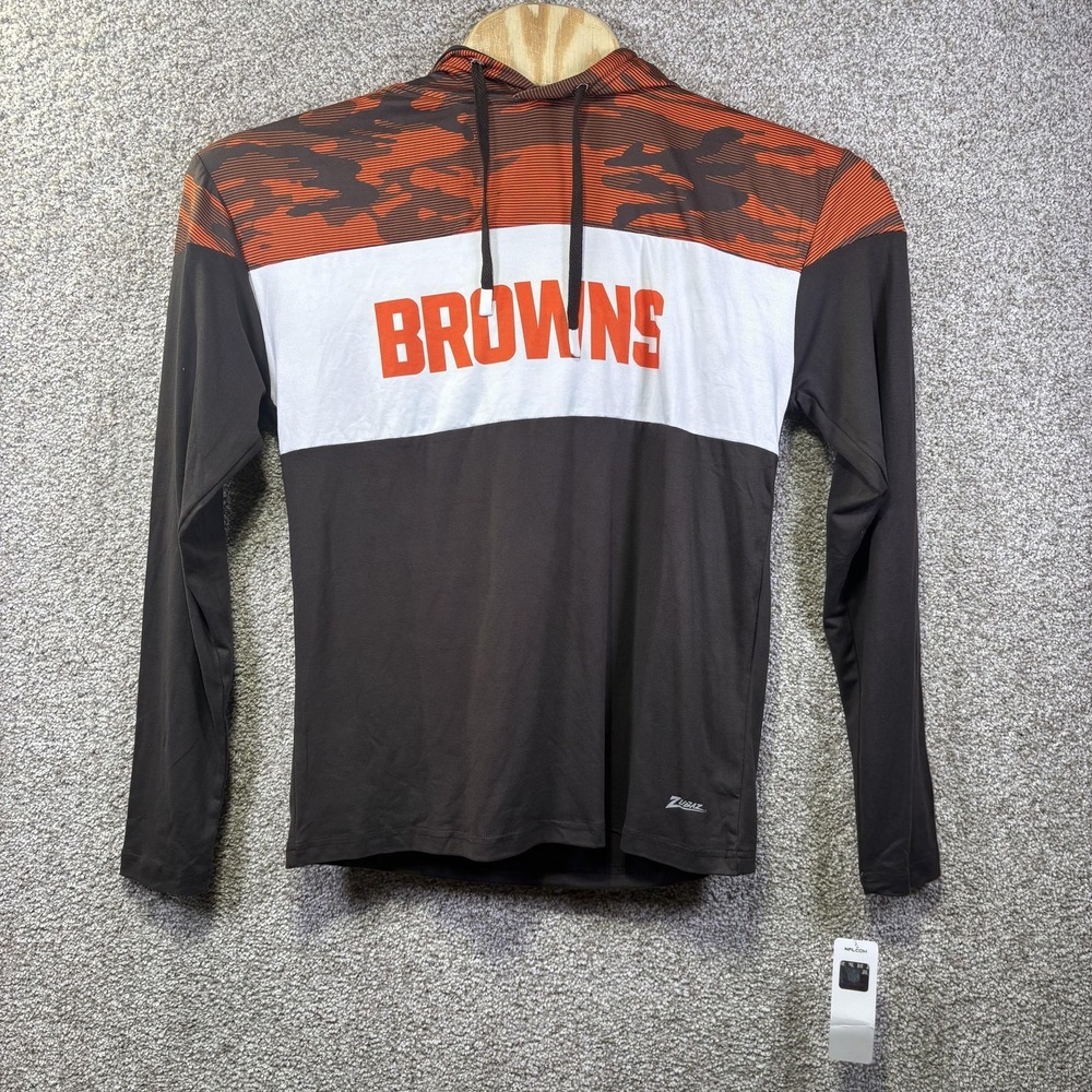 NWT‎ Cleveland Browns Shirt Mens Small Brown NFL Football Zubaz Hooded Tee